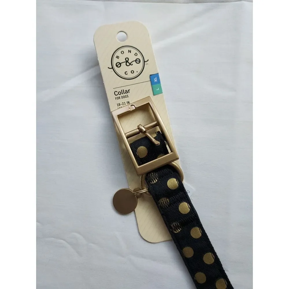 Bond & Co‎ Black Gold Polka Dot Large L XL Metallic Adjustable Belt Buckle NWT